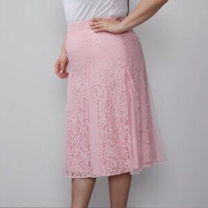 Plus Lace Tulle Midi Skirt